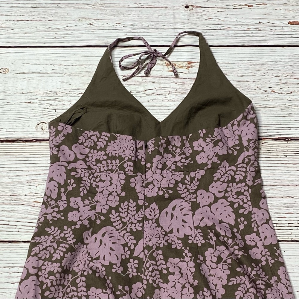 J Crew Floral Print Brown and Pink Halter Dress Sz 2 - Picture 14 of 16